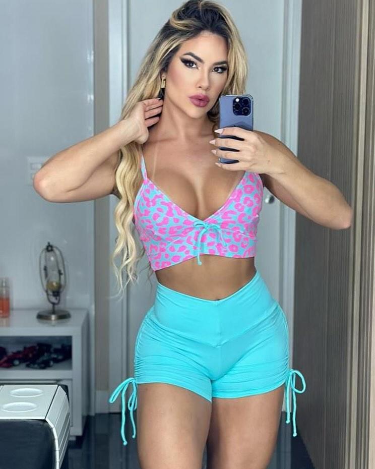 Conjunto Oncinha Rosa/Azul + Short Azul