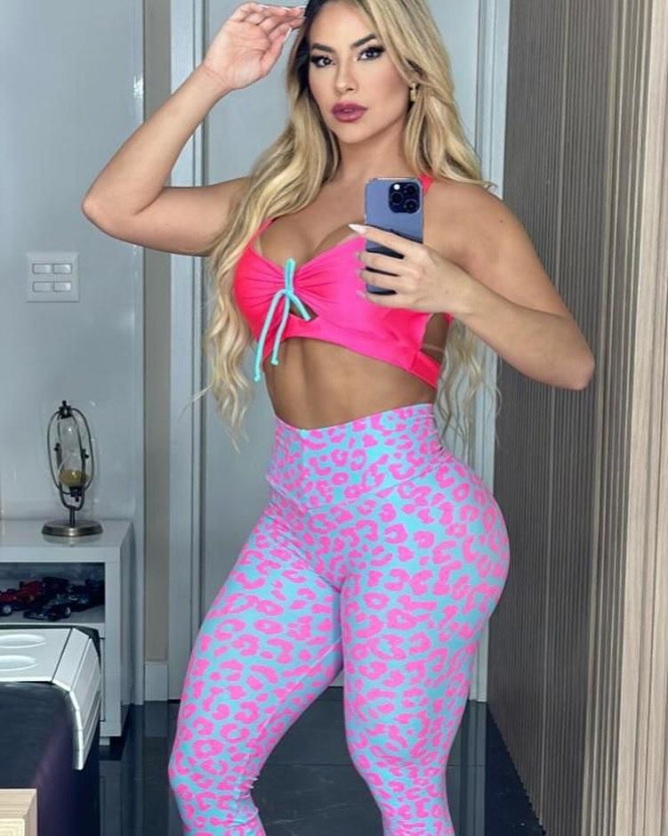 Conjunto Oncinha Rosa/Azul + Legging Azul